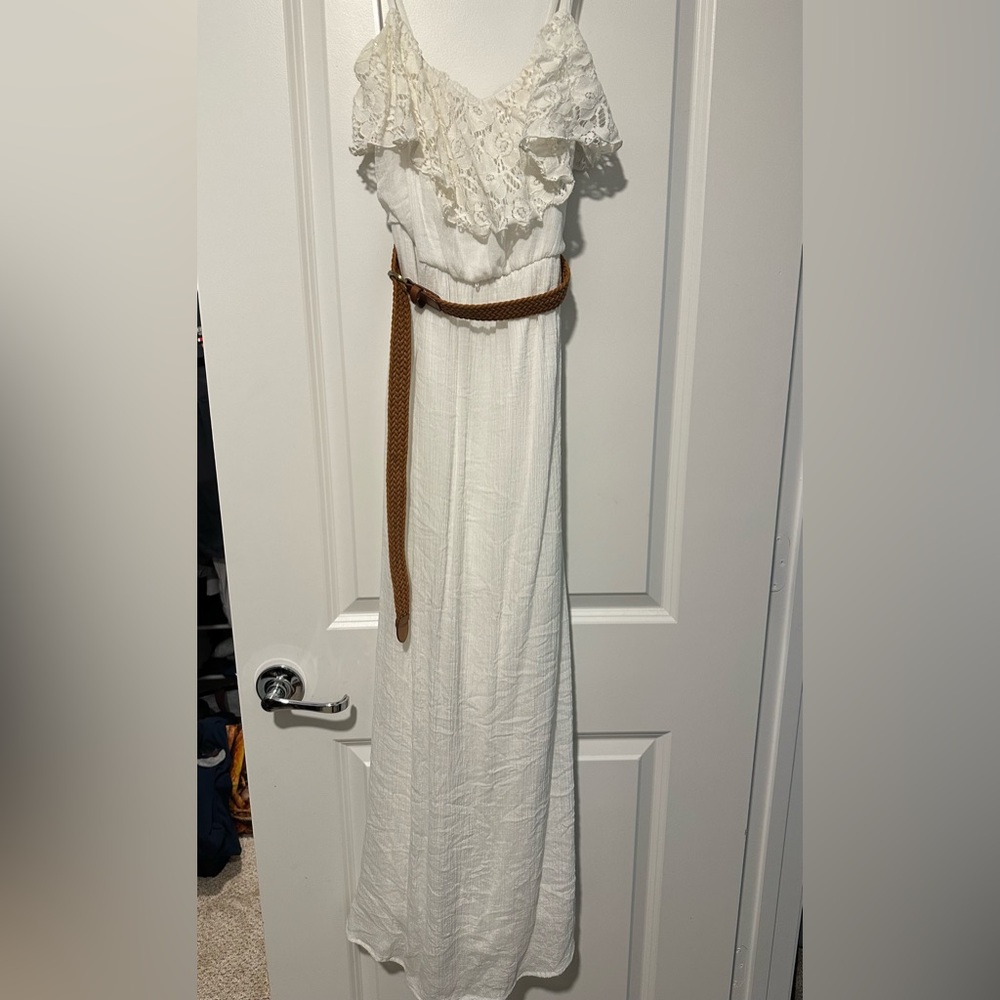 white 3/4 length dress
